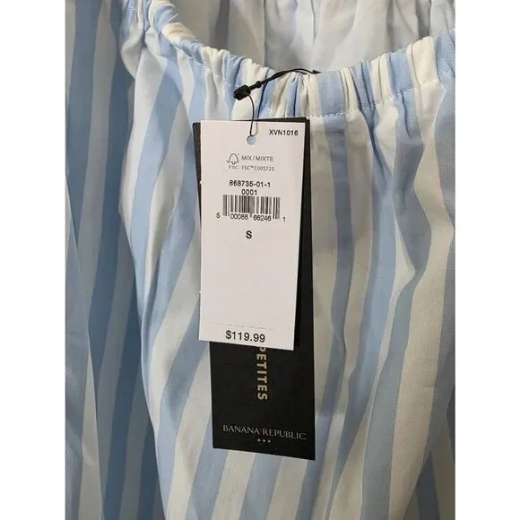 NWT Banana Republic stripes poplin open back tiered open back dress size S $119 - Picture 8 of 9